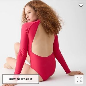 JCrew active rubbed long sleeve bathing suit